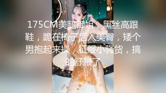 175CM美腿御姐，黑丝高跟鞋，跪在椅子后入美臀，矮个男抱起来操，征服小骚货，搞的舒服了